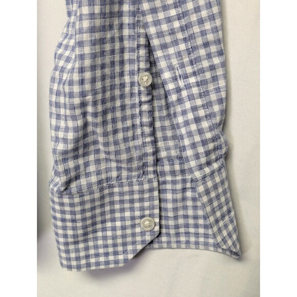 Peter Millar Summer Chambray Shirt Mens Large Blue Check Button Down Long Sleeve - Picture 7 of 9